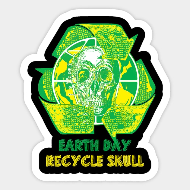 Earth day recycle skull symbo Sticker by schaefersialice